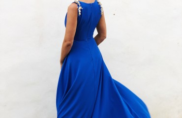 Vestido Azul Sin Manga