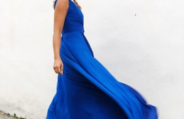 Vestido Azul Sin Manga